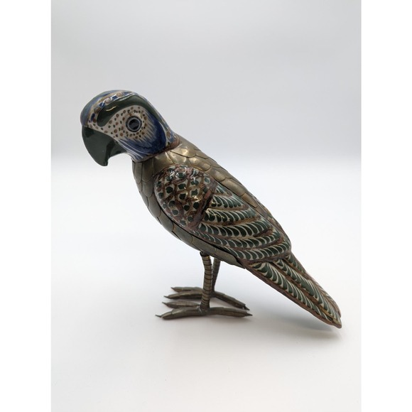 MCM Sergio Bustamante Mixed Metal and Ceramic Parrot Sculpture 7" - Picture 1 of 6